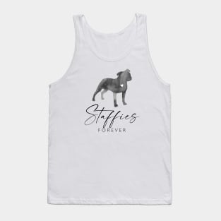 Staffordshire Bull Terrier Lover Gift - Ink Effect Silhouette - Staffies Forever Tank Top